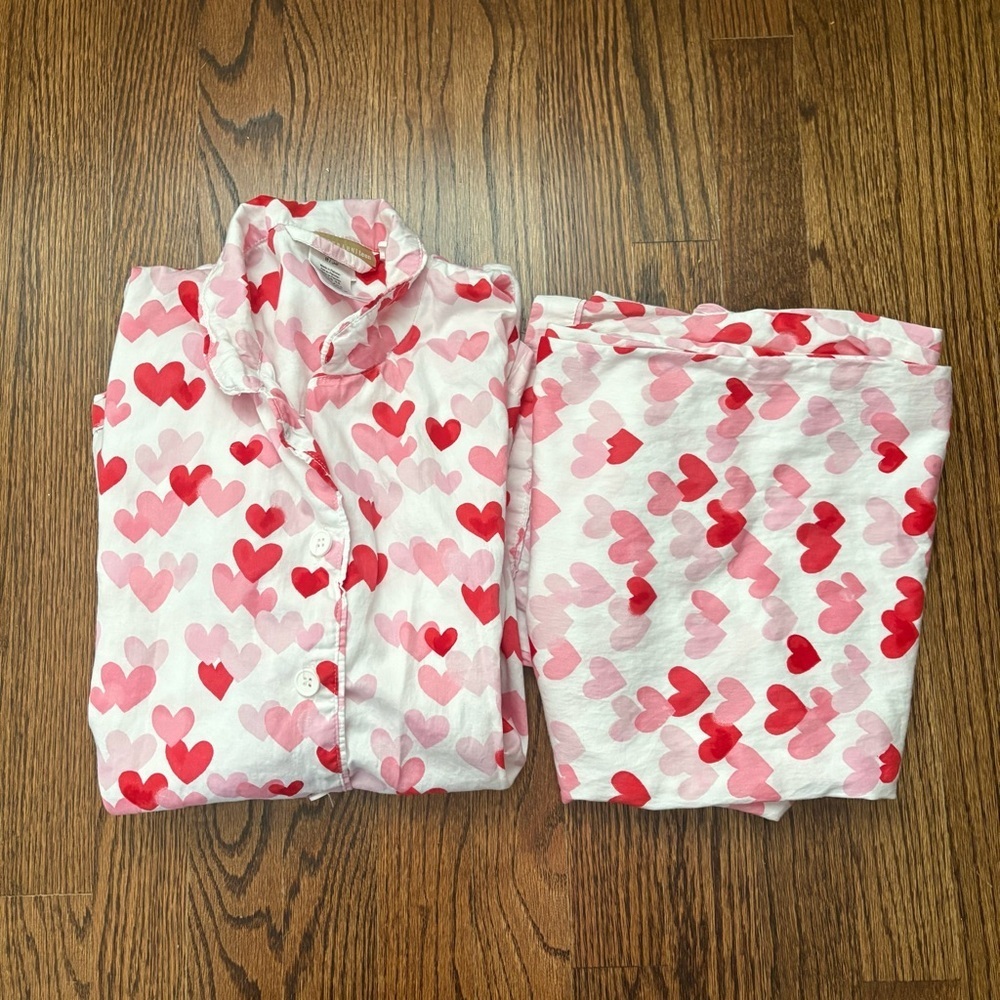 Pottery Barn Teen Heart-Print Pajama Set - Pink & Red Hearts - Picture 3 of 5